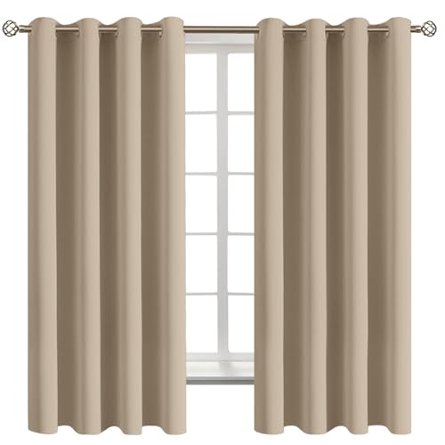 BGment Blackout Curtains, Thermal Insulation, Room Darkening, Bedroom and Living Room, 2 Panels (117.8 x 160 cm, Sand)