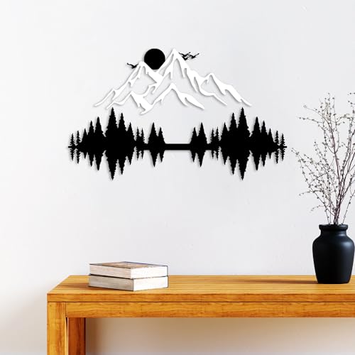 Stylish Decorative Metal Wall Accessory, Black & White, 52 x 20 cm & 50 x 21 cm, 100% Metal, 1.5 mm Thick, Easy Wall Mounting, Perfect for Home Decor