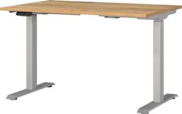 Germania Desk 7907-641, in Navarra oak repro/Silver, el. height-adjustable, 120 x 120 x 80 cm (WxHxD)