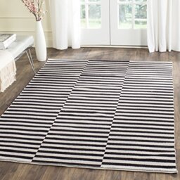 Safavieh Modern Indoor Flatweave Rectangle Area Rug, Montauk Collection, MTK715, in Ivory / Black, 152 X 213 cm for Living Room, Bedroom or Any Indoor Space