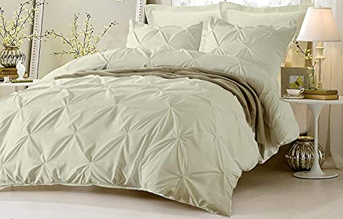 Bluemoon Homes 800 Series Egyptian Cotton 1 Pc Queen Duvet Cover Set Ivory - High Thread Count All Season 1 Duvet Cover with Corner Ties & Hidden Zipper Luxury Sateen Weave Pinch Pleated Bedding Set