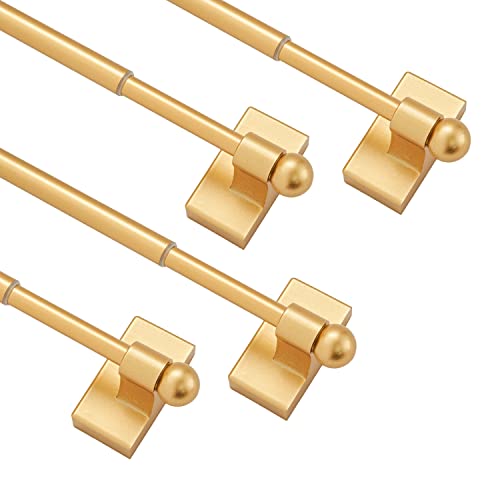Coquilles Multi-Use Adjustable Magnetic Curtain Rods for Doors, Windows, Tool Boxes, 16-28 Inch, Easy Installation???4-Pack???Gold