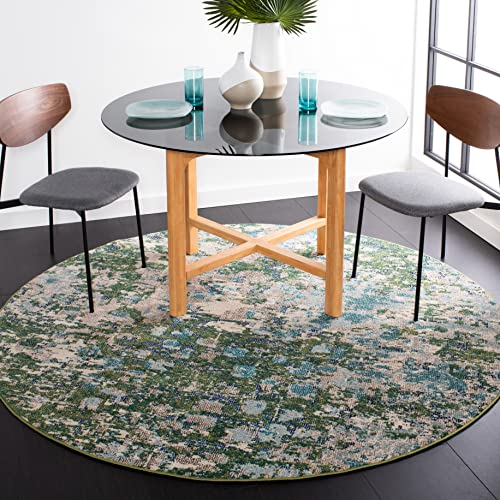 Safavieh Boho Rug for Living Room, Dining Room, Bedroom - Madison Collection, Short Pile, in Green and Turquoise, 152 x 152 cm