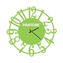 Homemania Round Wall Clock for Living Room Kitchen Office Green White Metal 40 x 0.15 x 40 cm, Dimension du Produit: L40xP0,15xA40 cm, 0,8 kg