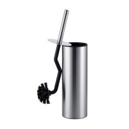 Relaxdays toilet brush with rim cleaner, splash-guard lid, hygienic holder, stainless steel, silver