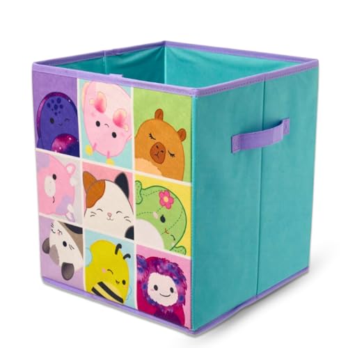 Squishmallows Spotlight Collapsible Storage Boxes with Handles - 33 x 33 x 37 cm - Durable Fabric Foldable Storage Cubes - Kallax Compatible Organisers for Kids Room & Playroom