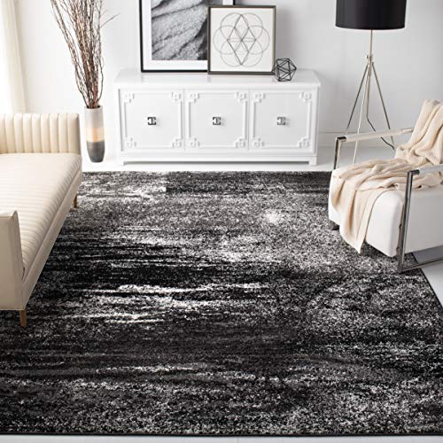 SAFAVIEH Modern Rug for Living Room, Dining Room, Bedroom - Adirondack Collection, Short Pile, in Silver and Black, 240 X 300 cm