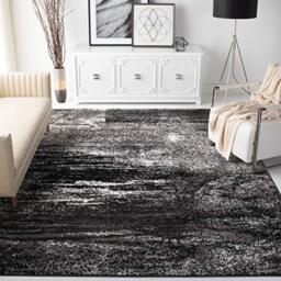 SAFAVIEH Modern Rug for Living Room, Dining Room, Bedroom - Adirondack Collection, Short Pile, in Silver and Black, 240 X 300 cm