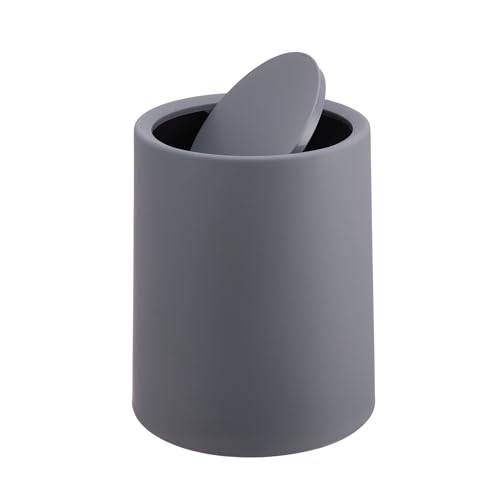 Relaxdays Cosmetic Bin with Swing Lid, 6L, Inner Bin, Matte Finish, Round Bathroom Bin, Dark Grey 26x20x20 cm