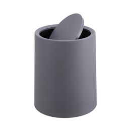 Relaxdays Cosmetic Bin with Swing Lid, 6L, Inner Bin, Matte Finish, Round Bathroom Bin, Dark Grey 26x20x20 cm