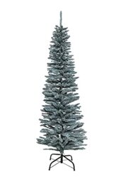 4Ft/1.2m Slim Christmas Tree Artificial Frosty Green Pencil Tree 172 Pointed Tips, Metal Stand, Holiday Home Decorations