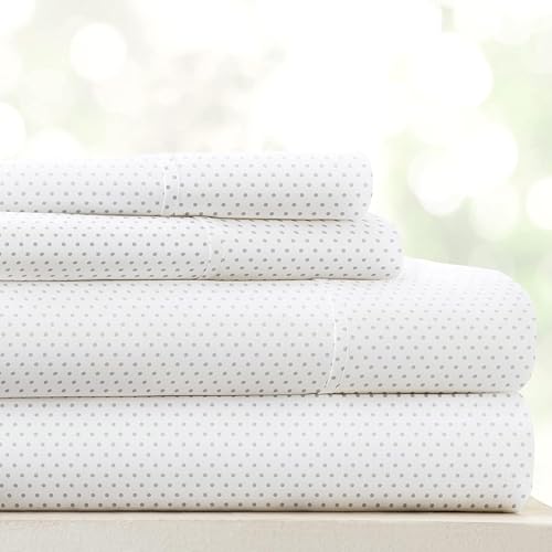 Linen Market 4 Piece Queen Sheet Set (Grey Polka Dot) - Sleep Better Than Ever with These Ultra Soft and Cooling Sheets for Your Queen Size Bed - Deep Pocket for 16 Inch
