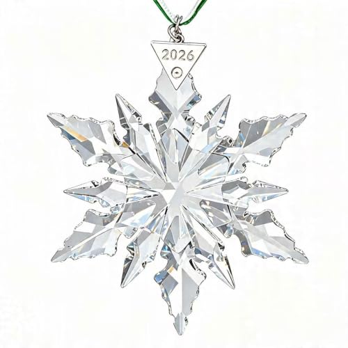 PHIMAS 2023 Annual Christmas Ornaments Crystal Snowflake Star - Christmas Tree Ornaments Pendant Crystal Sun Catcher Home Hanging Decor (White 2023)