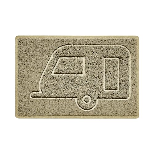 Nicoman CARAVAN Embossed Shape Door Mat Dirt-Trapper Jet-Washable Doormat-(Use Indoor or Sheltered Outdoor)- (60x40cm/23.6x15.7inches, Small) Beige
