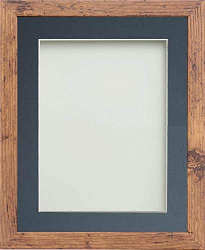 Frame Company Allington Rustic Photo Frame with Blue Mount, 8x6 for 5x3 inch, fitted with perspex