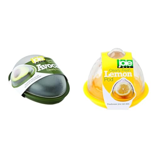 Joie Avocado Saver and Storage Containter, Holder, Pod for the Fridge, Hard Plastic Cover, Green & 33011 Joie Clearly Fresh Lemon Saver and Storage Container Podwith Clear Lid, Plastic