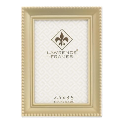 Lawrence 11423 Antique Gold Brass 2x3 Picture Frame - Beaded Edge Design