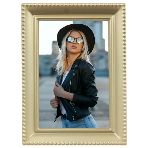 Lawrence 11423 Antique Gold Brass 2x3 Picture Frame - Beaded Edge Design