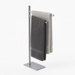Relaxdays towel rack, HxWxD: 78 x 33.5 x 14 cm, stainless steel, 2 movable rods, freestanding, silver