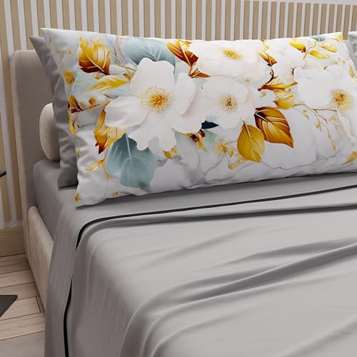PETTI Artigiani Italiani - Cotton Sheets with Pillowcases in Digital Print, Single Bed Sheet, Single Bed Set, Flower Ceramic-01, 100% Made in Italy