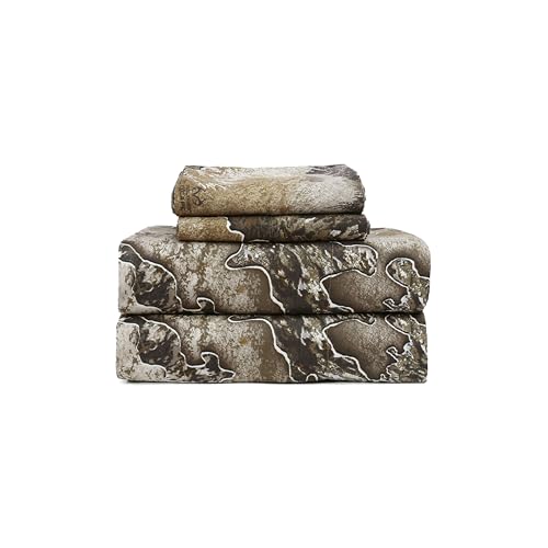 "VISI-ONE Realtree Excape Full Camo 4 Piece Sheet Set – Lightweight, Cooling, Wrinkle-Free Microfiber 15"" Deep Pockets Sheets, Unisex Rustic Western Farmhouse Style for Home, RVs, & Camping"