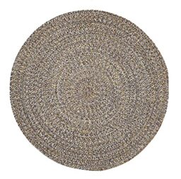 -LUXOR- living Varberg Round Rug, Flat Weave, Cotton, Boho & Ethnic, Chevron Pattern, Natural Handwoven Rug, Living Room Rug, Colour: Grey/Yellow, Size: 80 x 80 cm