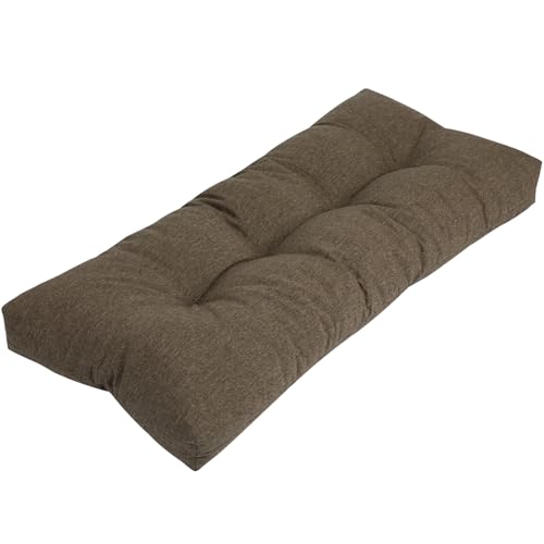 FUNHOME Indoor Outdoor Bench Cushion 45 x 18 Inch, Non-Slip Water Resistant Long Seat Pads, Tufted Loveseat Cushion for Patio Garden Furniture, Swing, Settee, Window, Wicker, Front Porch(Brown)