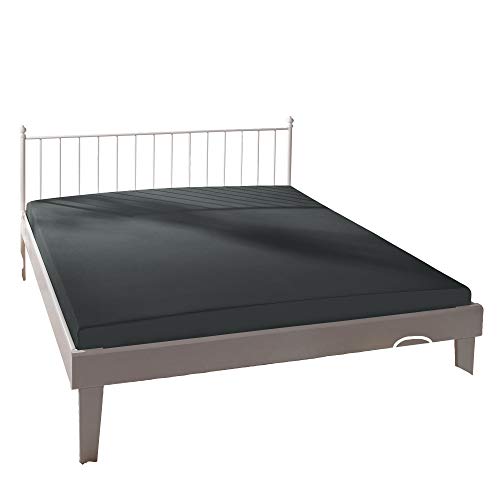 Bassetti 9302337 Fitted Sheet Plain E1/556 Titanium Cotton/Elastane, Dimensions: 180 cm x 200 cm, 200 cm x 220 cm