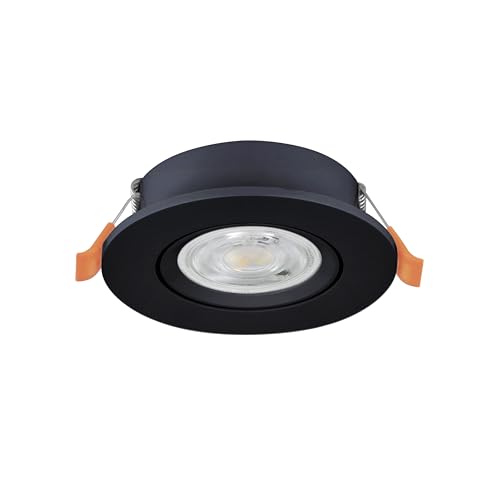Eglo LED Recessed Spotlight Barranco, Ceiling Spot with Dip Switch, Adjustable Light Fixture Made of Black Plastic, Warm White to Cool White, Including GU10 Bulb, ∅ 9 cm