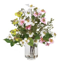 Nearly Natural 4687 Dogwood Silk Flower Arrangement, Assorted