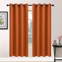 Yakamok Soft and Smooth Orange Blackout Curtains for Bedroom - Grommet Thermal Insulated Room Darkening Curtains for Living Room, Set of 2 Panels (52 x 72Inch, Burnt Orange)