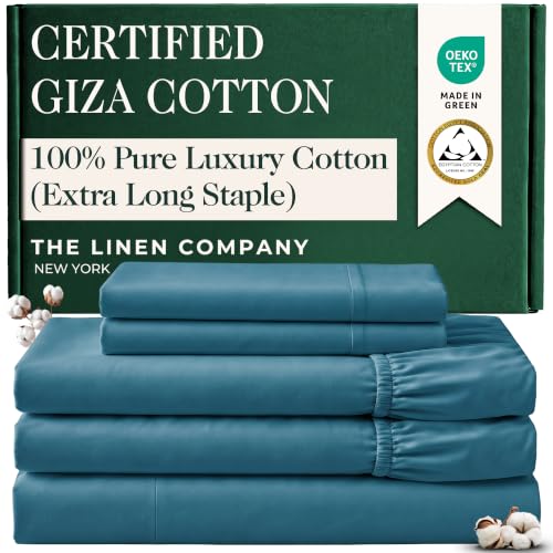 Certified Egyptian Cotton Sheets Optimally Blended with Long Staple Cotton - Split King Sheets Sets for Adjustable Bed - Silky-Soft Luxury Sateen Sheets - Wrinkle-Resistant, Skin Friendly & Breathable