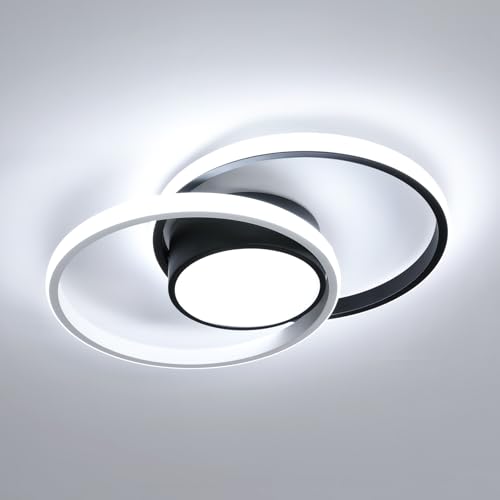 Comely LED Ceiling Lights, Modern LED Ceiling Lights 42W 3084LM, Cool White 6500K, Round Ceiling Lighting for Bedroom Hallway Balcony Corridor (Black) (Dia 40cm)