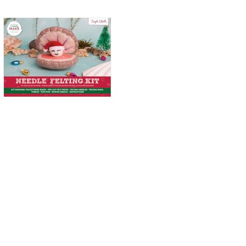 Simply Make Needle Felting Kit Christmas, Jingle Shells, Oyster, Including Wool, Needles, Tools, Beginners, Needle Felting Craft Kits, Starter Hobby Craft, Decoration, Gift, Hobbies Crafty Enthusiasts