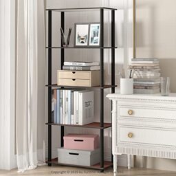 Furinno TURN-N-TUBE Tool-Free 5-Tier Book Shelf, Cherry Oak