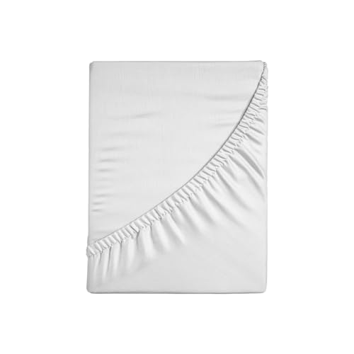 Zer0bed, Fitted Sheet with Corners, Plain Colour, 100% Cotton, 30 cm Maxi Angle, 1 and a Quarter, White, 130 x 200 cm