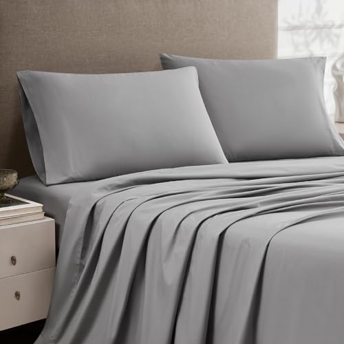 Linen Closet Luxury Cotton Percale King Pillowcases, Set of 2, Dark Gray