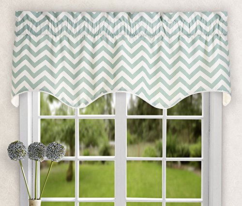 "Ellis Curtain Reston Chevron Stripe Lined Scallop Valance, 50"" x 17"", Spa"