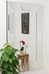Large Silver Multi Bevelled Modern All Glass Wall Mirror 4Ft10 X 3Ft 148cm X 90cm