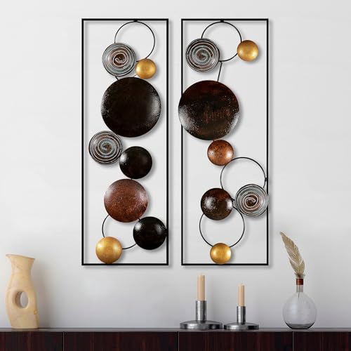 Hand-Painted Decorative Metal Wall Accessory (2 Pieces), 32 x 92 x 4 cm, 100% Metal, Unique Colour Variations, Perfect for Home Decor & Art Display