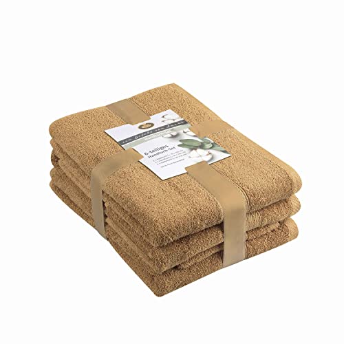 Gözze - Towel Set, 2 Hand Towels (50 x 100 cm), 2 Bath Towels (70 x 140 cm) and 2 Guest Towels (30 x 50 cm), 100% Cotton, 480 g/m² - Sand