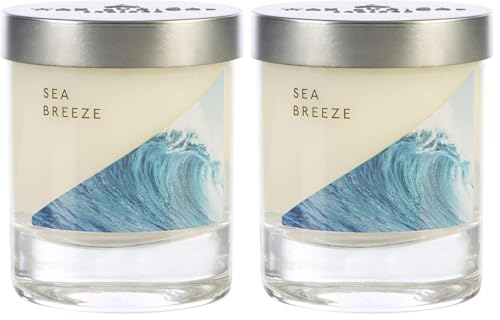 Wax Lyrical Wax Fill Candle Sea Breeze, Burn Time Approx 35 Hours, Small Jar (Pack of 2)