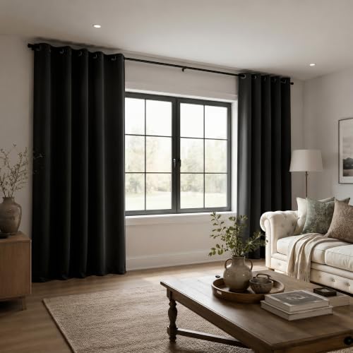 Mrs.Naturall Blackout Large Window Curtains 72 Inch Wide x 96 Inch Long 2 Panels Set, Thermal Insulated Heat Blocking Black Out Blinds for Bedroom, Grommet Top Floor to Ceiling Curtain Drapes 72x96