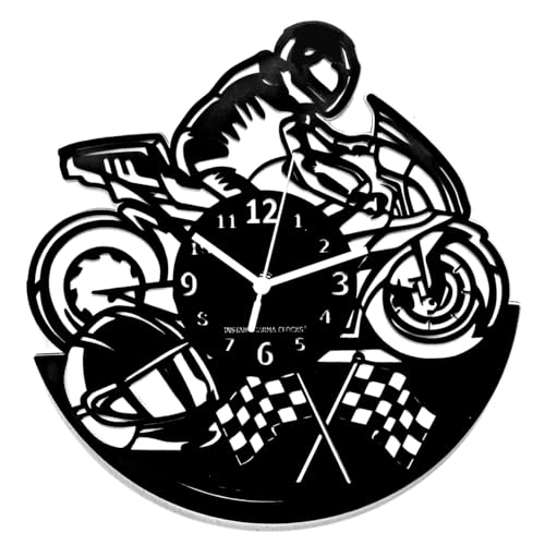 Instant Karma Clocks - Motorcycle Racing Wall Clock – Silent Non-Ticking Quartz – Wall Decoration for Biker, Racing Fan, Garage, Man Cave, Trackside Decor