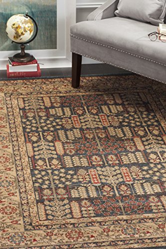 Safavieh Traditional Indoor Woven Rectangle Area Rug, Mahal Collection, MAH697, in Navy / Natural, 201 X 279 cm for Living Room, Bedroom or Any Indoor Space