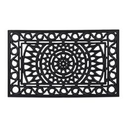 Relaxdays Rectangular iron look Doormat, 45 x 75 cm, Door Mat Inside & Outside, Non-Slip, Shoe Wiper, Black