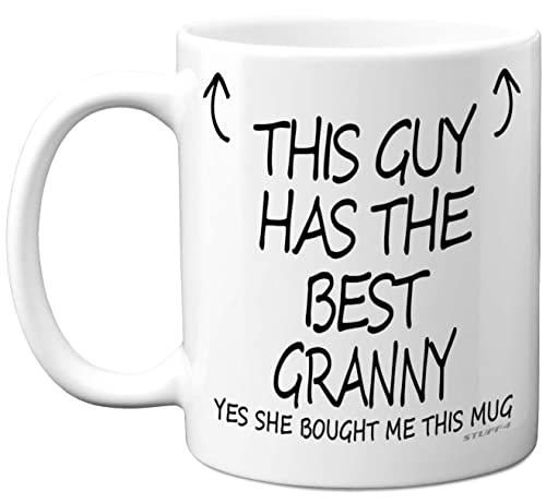 Stuff4 This Guy Has The Best Granny Mug, Grandson Gifts for Birthday - Gran Granny Gifts, 11oz Ceramic Dishwasher Safe Coffee Mugs, Christmas Day Presents, Secret Santa, Premium Cup Made in UK