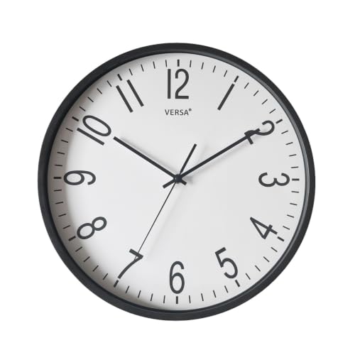 Versa Raven Wall Clock, New Mechanism and Improved Quality, Silent and Decorative, for Kitchen, Living Room or Dining Room ??? Measures (H x L x W) 40 x 2 x 40 cm, Polypropylene, Black and White