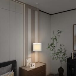 HOMCOM Linen Pendant Light, Modern Wave Ceiling Light Shade, E27 Lampshade for Living Room, Bedroom, Kitchen, Hallway, White