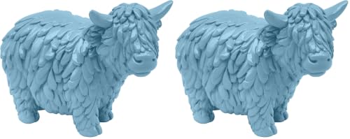 Lesser & Pavey Highland Cow Blue Decor Figurine (Pack of 2)